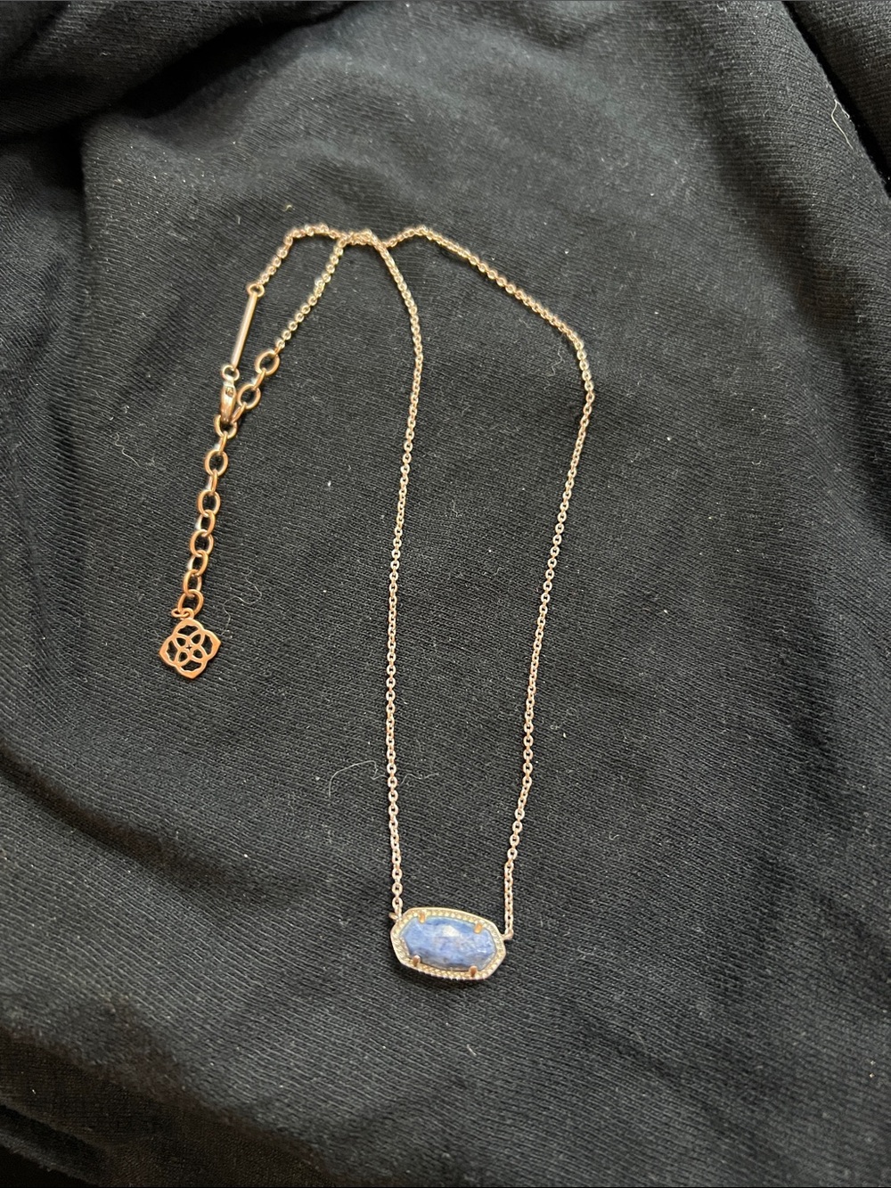 Kendra Scott Rose Gold Necklace with Blue Oval Stone